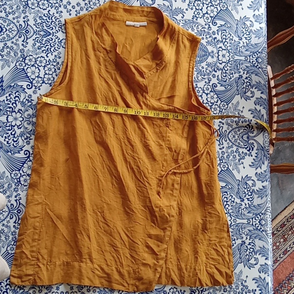 Bryn Walker linen tie on blouse mustard small